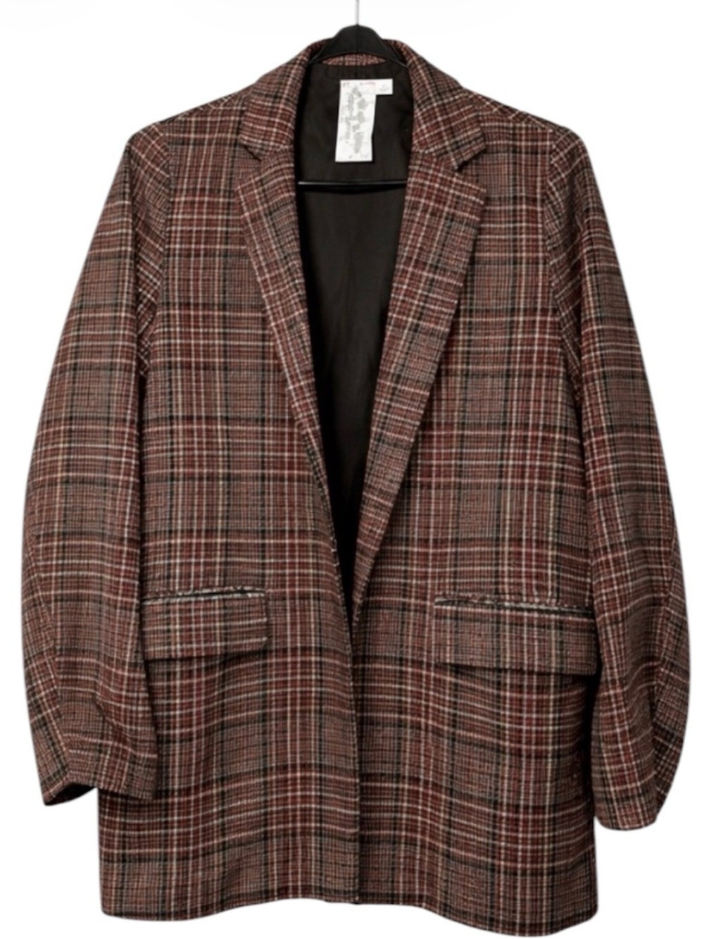 Sadie & Sage Plaid Blazer Jacket Red Brown Tailored Women’s Small